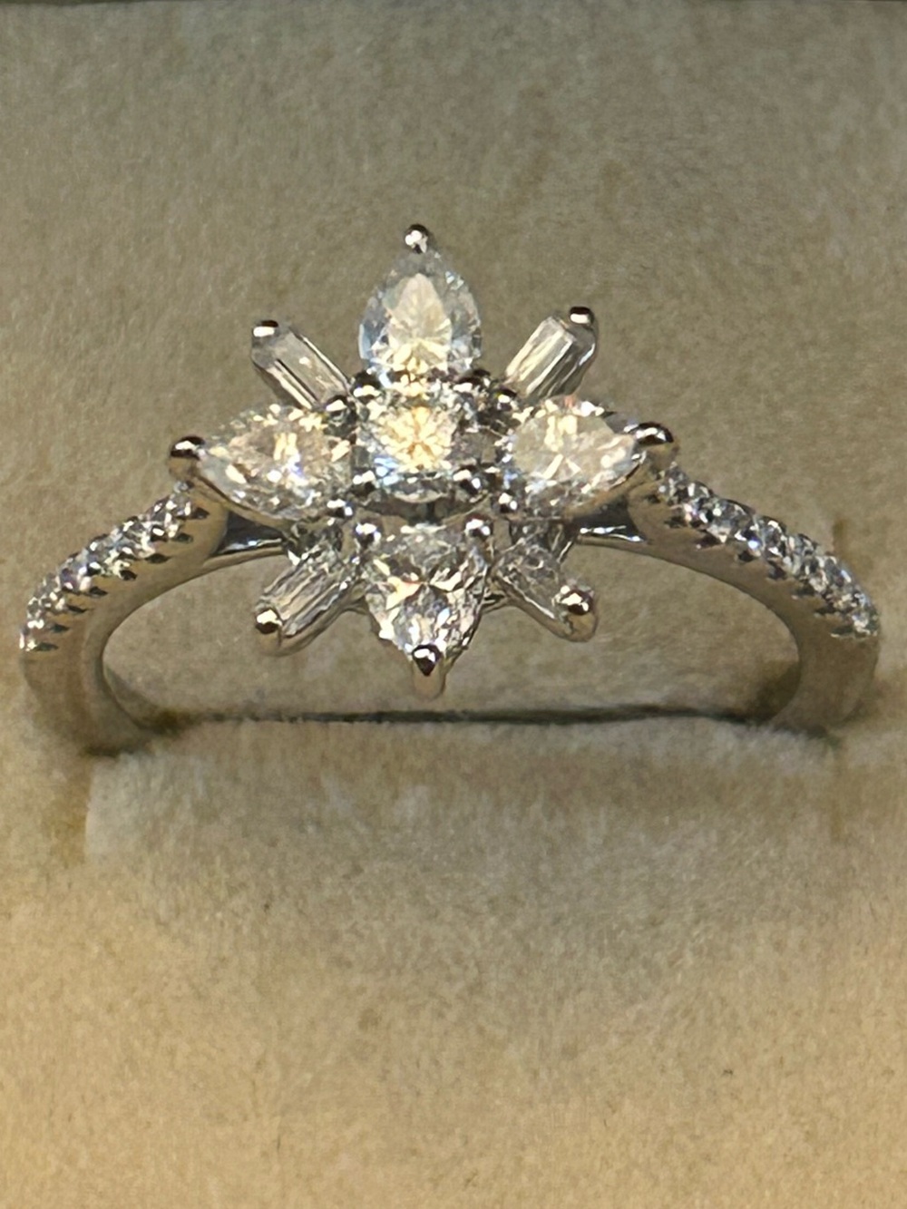 2.00CTW Moissanite Floral Cluster Ring - Dazzling White in 925 Sterling Silver